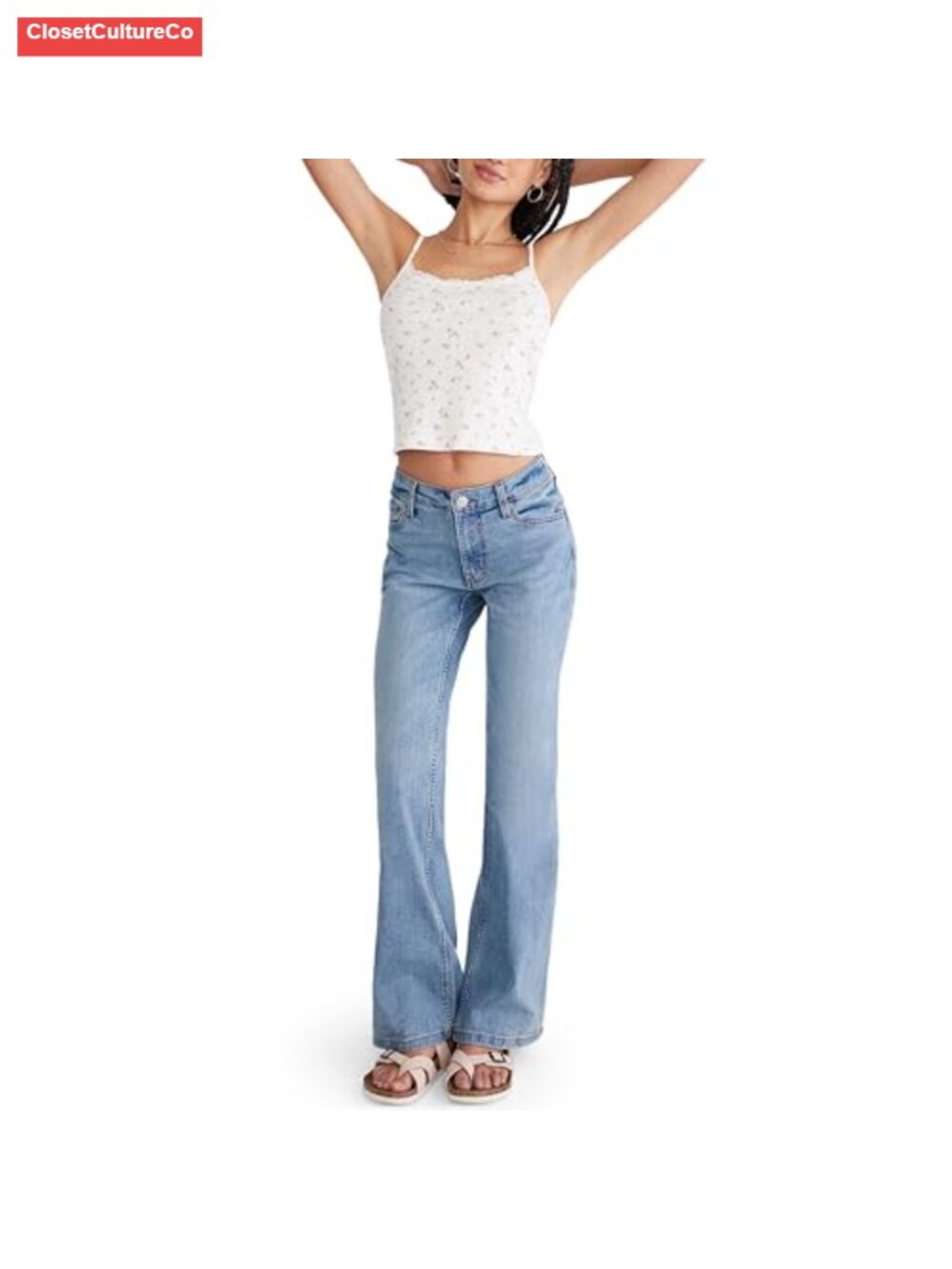 Women's Mid Rise Flare Jeans Recycled Cotton Stretch Denim